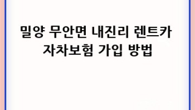 밀양 무안면 내진리 렌트카: 자차보험까지 완벽하게 알아보기!